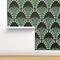 Art Deco Feather Nouveau Geometric Large Scale Boheme Symmetric Black And Teal Custom Pre-pasted Wallpaper by Spoonflower Pre-Pasted Wallpaper 2FT Wide